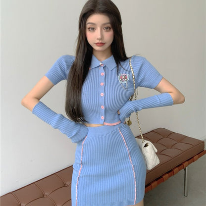 Knitted two-piece jacket + skirt PL51179