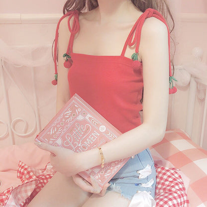 Knitted cherry suspender top PL20519